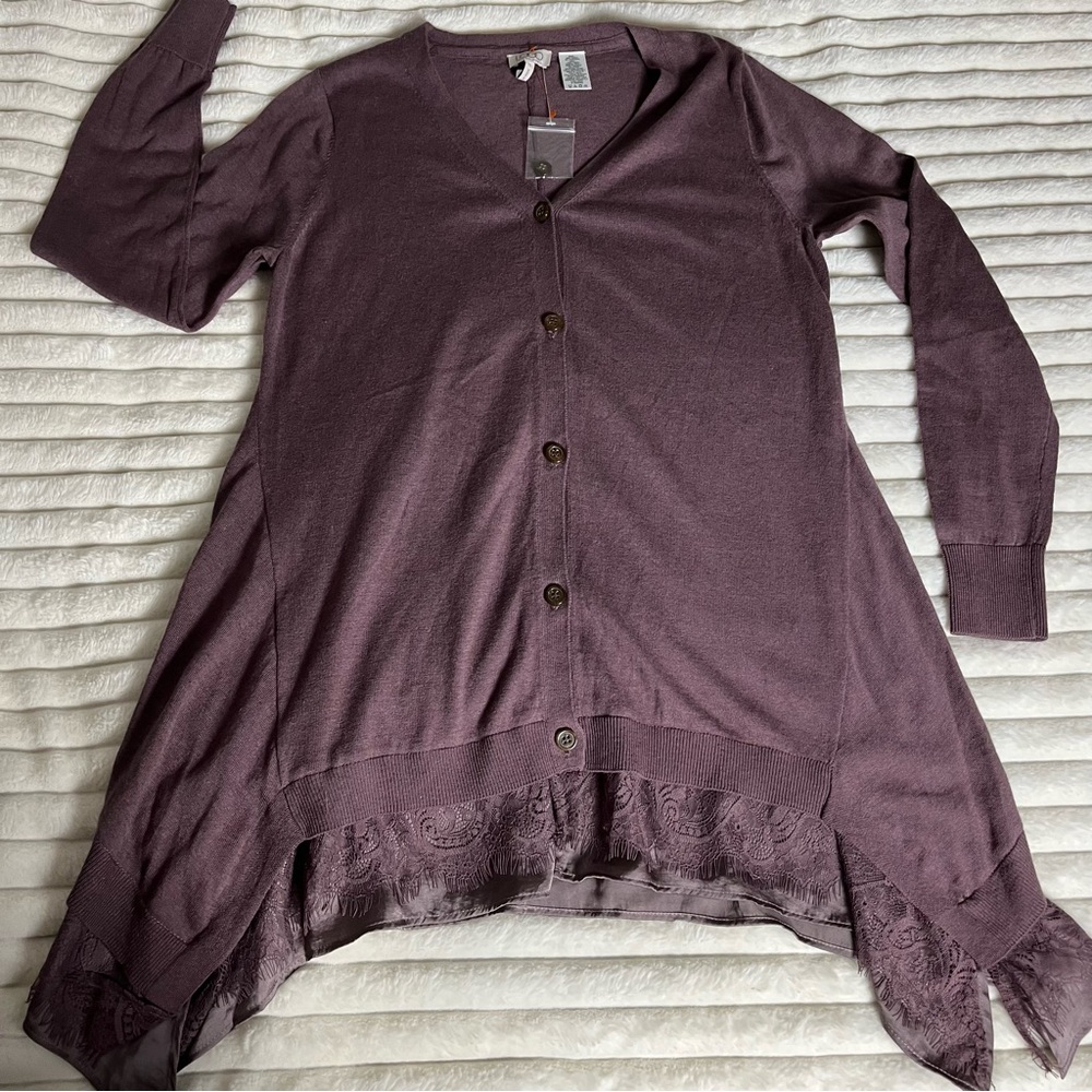 LOGO by Lori Goldstein cotton/cashmere Purple Cardigan